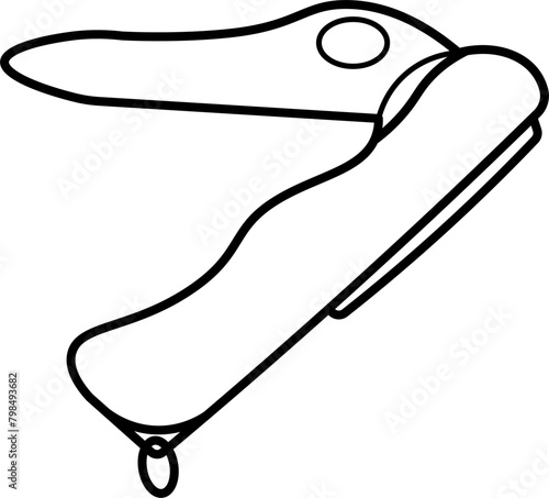 Swiss Army Knife Vector Outline Illustration