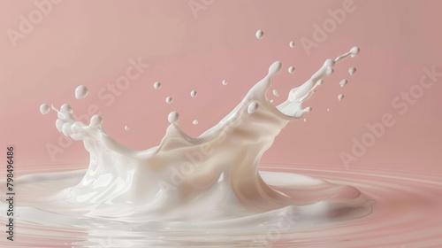 Drops of liquid cream or milk create ripples in the surface.