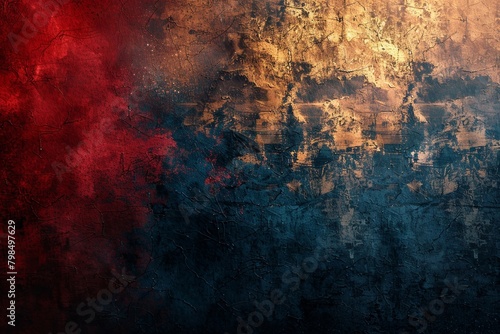 Abstract textured background featuring shades of red, gold, and navy developed using innovative generative AI technology. photo