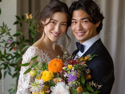 Wedding photos of young couples, Asian