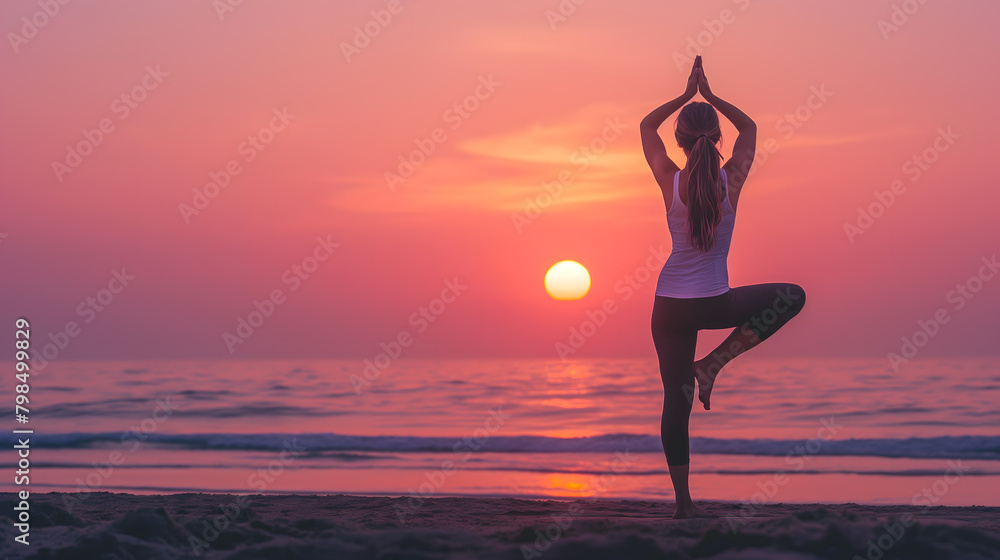 Serene Sunrise Yoga Session By The Ocean