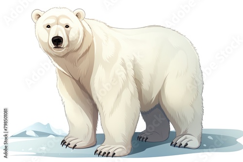 Polar Bear  Polar bear on a stark white Arctic ice hand drawing cute owl isolated on white background