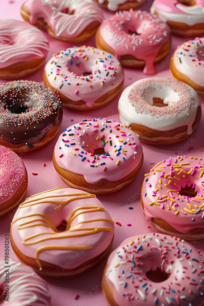 Create a continuous design featuring donuts using AI technology.
