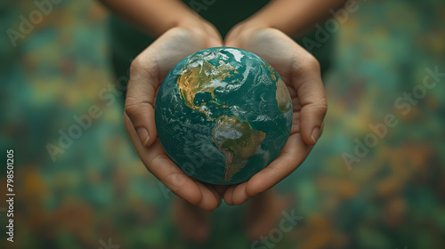 Global Conservation Awareness Represented by Hands Holding the Earth