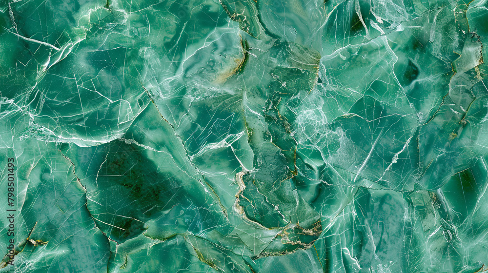 Fototapeta premium Seamless tileable green marble background texture wallpaper. Generative AI