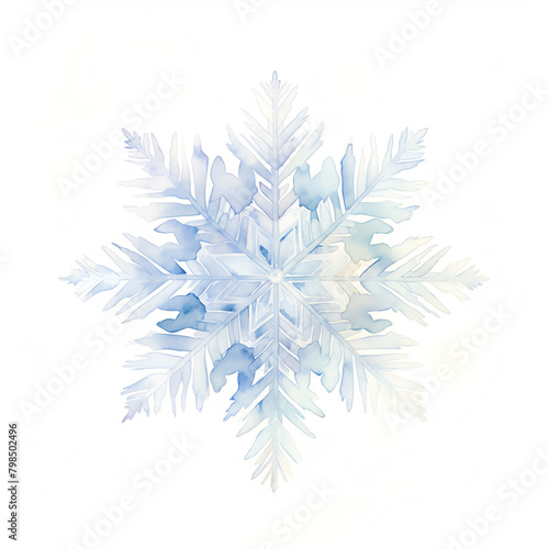 A watercolor painting of a snowflake.