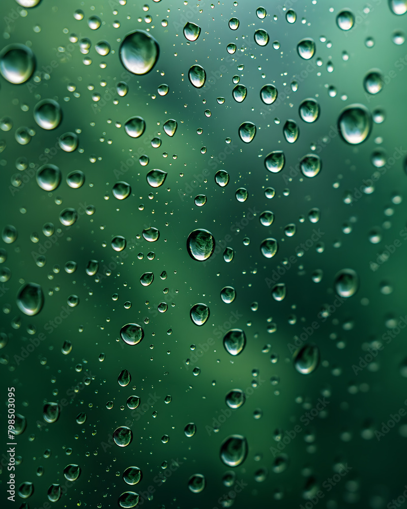 Close-Up View of Fresh Water Droplets on a Vibrant Green Leaf Surface