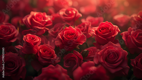 Dew-Kissed Roses Basking in a Soft Pink Glow