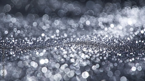 Abstract silver background with glitter and bokeh. 3d rendering. Abstract background. Silver tinsel background