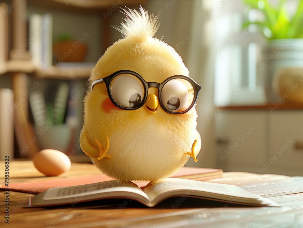 A little duck wearing glasses, yellow A little duck wearing glasses, yellow
