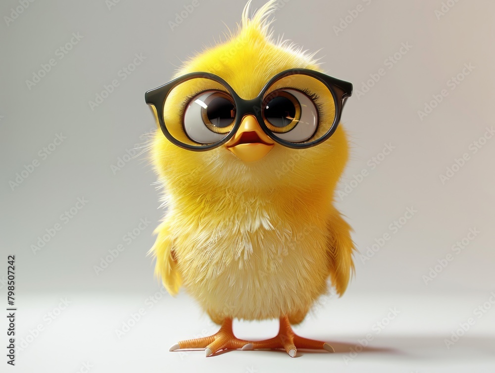 A little duck wearing glasses, yellow A little duck wearing glasses, yellow