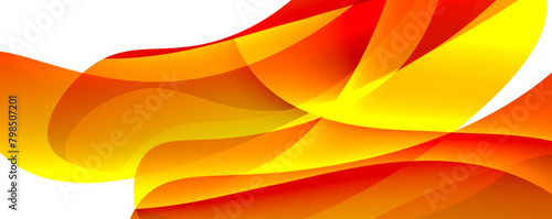 A beautiful pattern of red and yellow petals on a white background, resembling a vibrant flowering plant. The shades of amber and orange create a peachy art piece