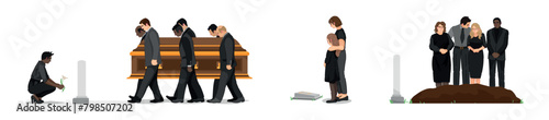 Set of clip art for funeral on white background