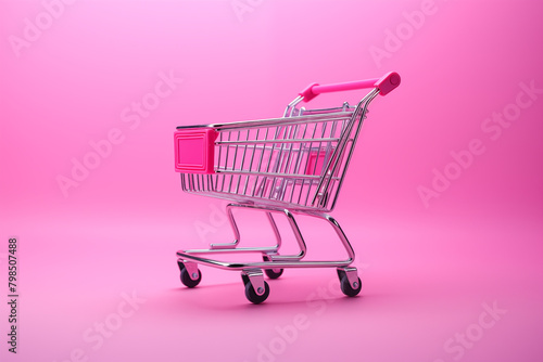 shopping cart on pink