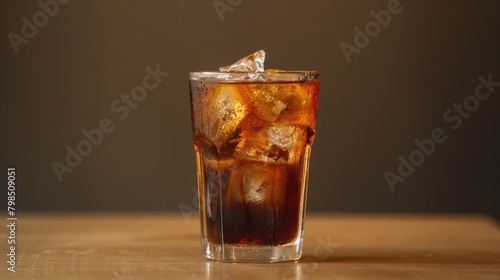 Cold Americano served with ice in a transparent glass