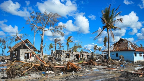 Cyclone Devastation: Destructive aftermath of a tropical cyclone photo