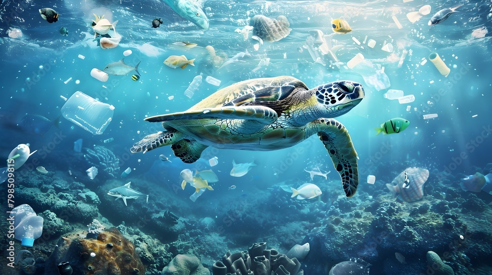 Underwater World in Crisis Marine Creatures Struggling Amidst Plastic Pollution Underwater World in Crisis Marine Creatures Struggling Amidst Plastic Pollution
