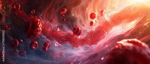 A microscopic view of fat cells accumulating in an artery photo