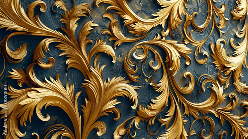 Intricate golden patterns swirl on a background of midnight cerulean, forming a mesmerizing cover design suitable for premium branding.