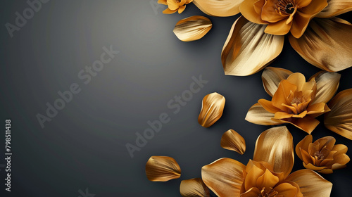 Luxurious gold petals bloom against a sleek charcoal background, creating a cover design that speaks of elegance and prestige. #798511438