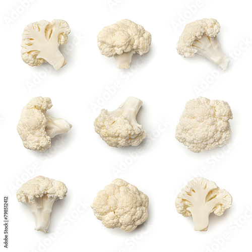 Cauliflower collection isolated on white