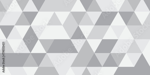 Abstract geometric White and gray background seamless mosaic and low polygon triangle texture wallpaper. Triangle shape retro wall grid pattern geometric ornament tile vector square element.