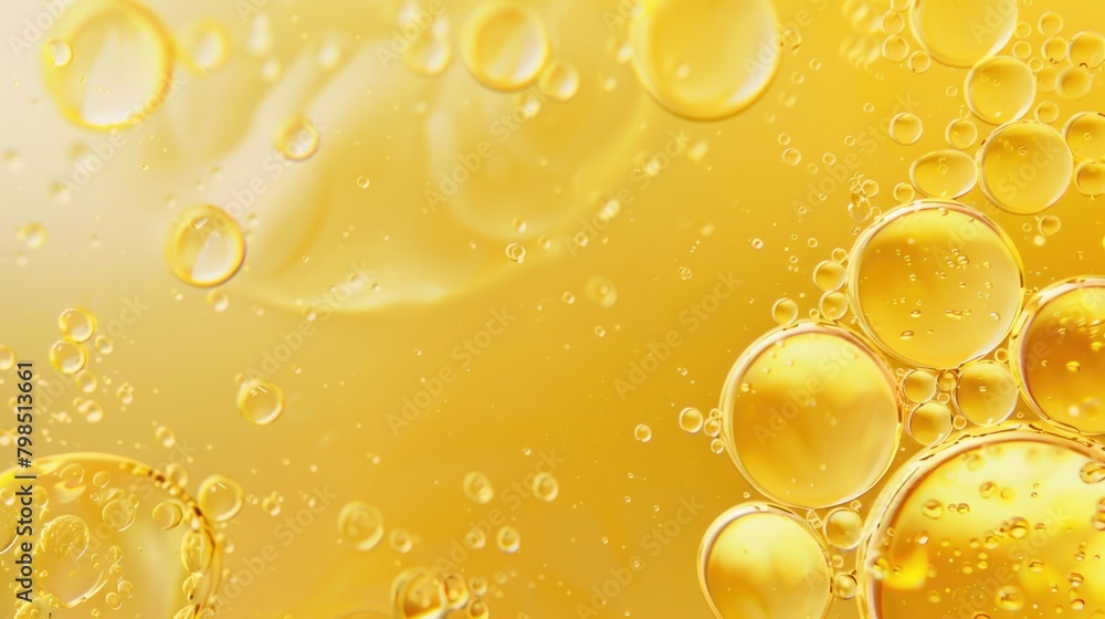 AI generated abstract background of yellow oil bubbles AI generated abstract background of yellow oil bubbles