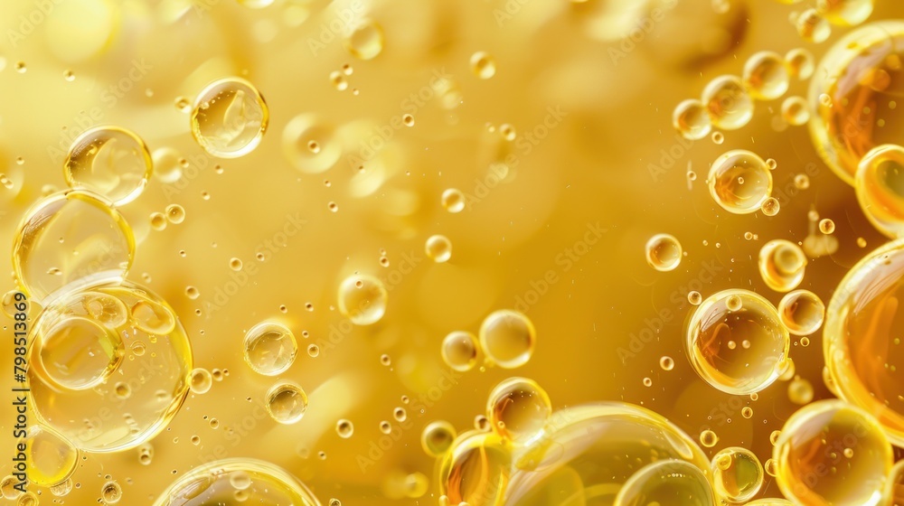 AI generated abstract background of yellow oil bubbles