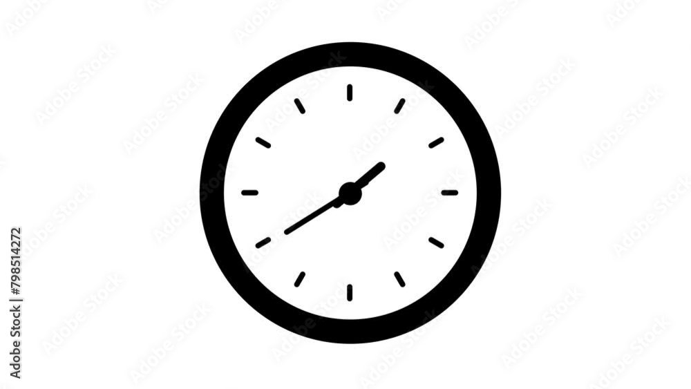 Animation of Clock Icon for time display Black White background Animation of Clock Icon for time display Black White background