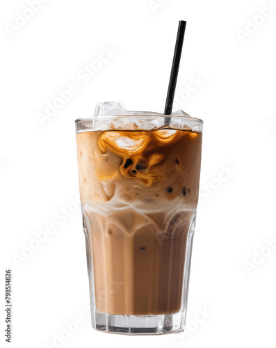 glass of iced coffee isolated on transparent background