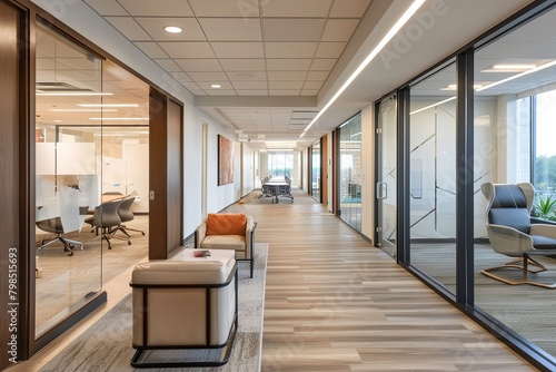 Blurred Business Interiors: Open, Fluid Office Layouts with Soft Lighting and Neutral Tones