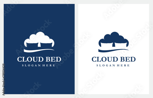 Bed Cloud Sleep Dream logo design icon vector