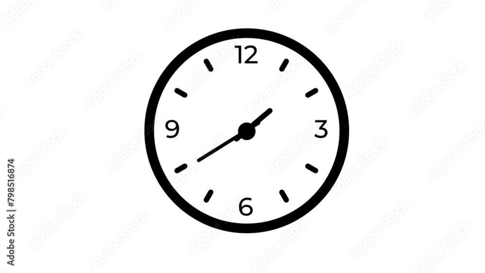Animation of Clock Icon for time display Black White background Animation of Clock Icon for time display Black White background