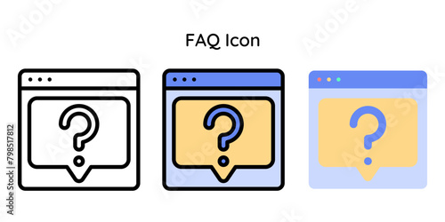 FAQ Icon. Line, Line Color, Flat Style.