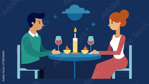 The candlelit dinner provided the perfect setting for them to have an honest and heartfelt conversation.. Vector illustration