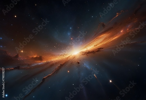 Explosion of a star in a distant galaxy, scattering celestial dust, generative AI