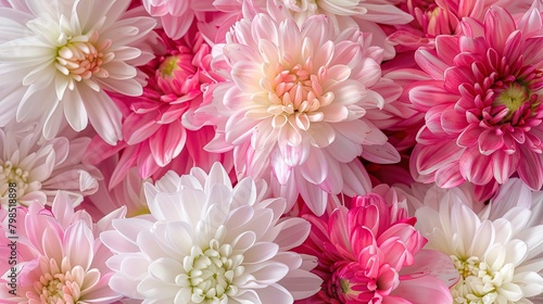 There are several pink and white flowers with yellow centers.   © Awais