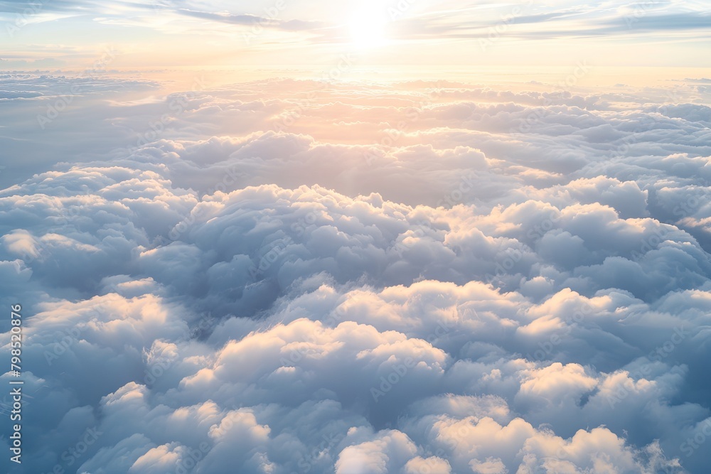 Vibrant Cloudscapes: Aerial Majesty of Soft Morning Sky Ecology