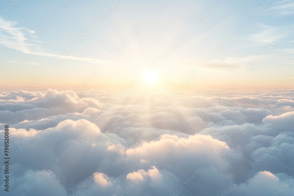Soft Morning Sky: High White Nature View - Tranquil Cloudscape with Vibrant Sunlight