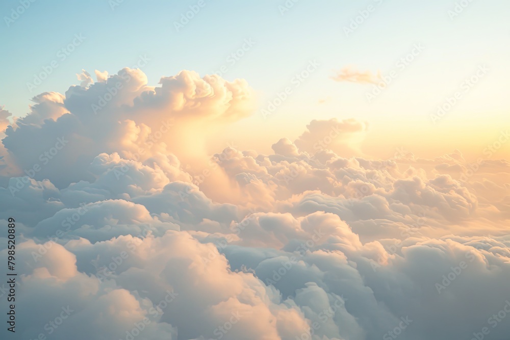 Soft Sky Serenity: Heavenly Sunrise Clouds from High Above on a Clear Sunny Morning Soft Sky Serenity: Heavenly Sunrise Clouds from High Above on a Clear Sunny Morning
