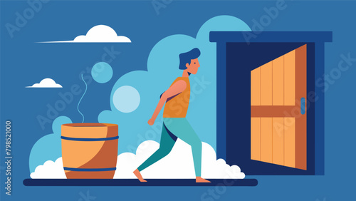The invigorating feeling of stepping outside into the cool air after a hot sauna session feeling rejuvenated and alert..