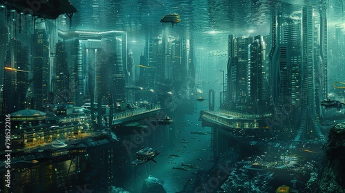 Fototapeta Naklejka Na Ścianę i Meble -  Future undersea city UHD wallpaper