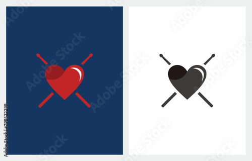 Drum Stick Heart Love logo design symbol icon graphic vector
