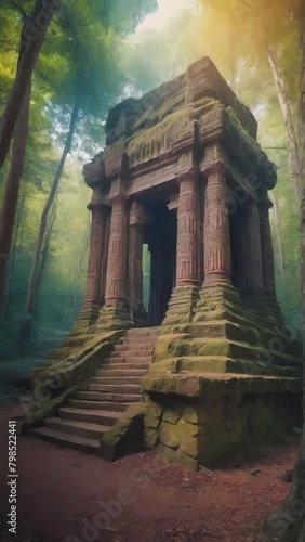 ruins of a temple in the forest. Generative AI, Generative, AI