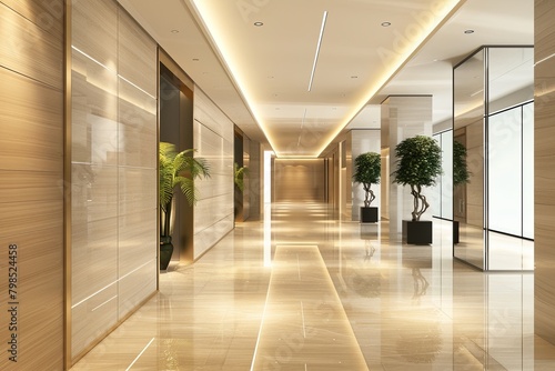 The Tranquil Glow  Empty Office Spaces Illuminated with Harmony and Light