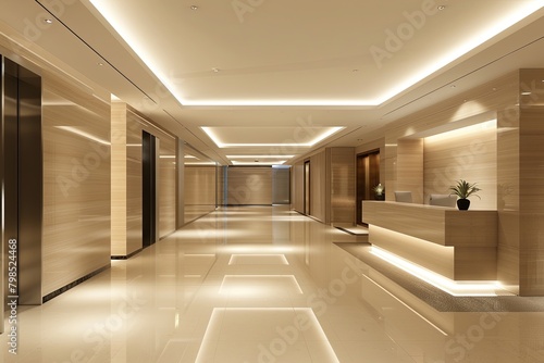 Tranquil Ambiance  Soft-Lit Modern Empty Office Spaces