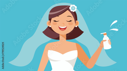 As the final touches of hairspray and perfume are applied the bride takes a deep breath and smiles knowing that this is the day shes been dreaming of. Vector illustration