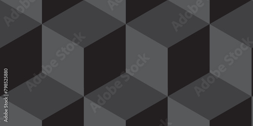 Black background from cubes and lines. Geometric seamless pattern cube. Cubes mosaic shape vector design. 