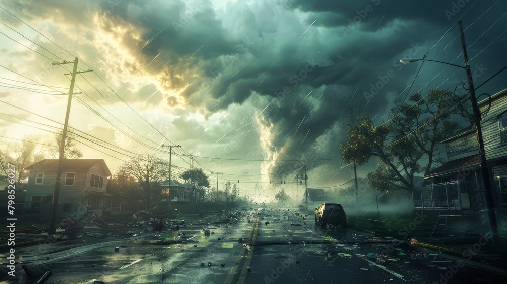 Fototapeta premium Severe Weather Warning Systems: Advanced Prediction and Warning Systems in a Community