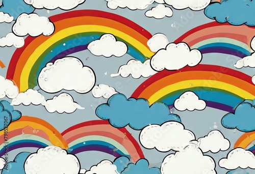 'visible pattern cloud can Seamless any seams repeated rainbow Background Vector Texture Design Sky Illustration Cartoon Retro Blue Wallpaper Kid Cute Graphic' photo